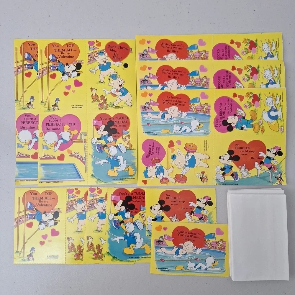 1978 Vintage Disney Mickey Valentines Cards 26 Cards and Envelopes NEW RARE